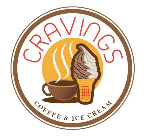 Iced Coffee Logo, Logo For Ice Cream, Craft Shop Logo, Ice Cream Shop Logo, Ice Cream Logo Design, Logo Ice Cream, Coffee And Ice Cream, Cafe Ice Cream, Craving Coffee