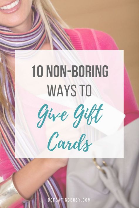 Looking for creative ways to give gift cards? Then check out these 10 gift card ideas. #defeatingbusy Unique Gift Card Presentation, Christmas Gift Card Presentation, Ways To Give Gift Cards, Gift Card Tree, Gift Card Bouquet, Gift Card Presentation, Spa Gift Card, Restaurant Gift Cards, Teacher Gift Card