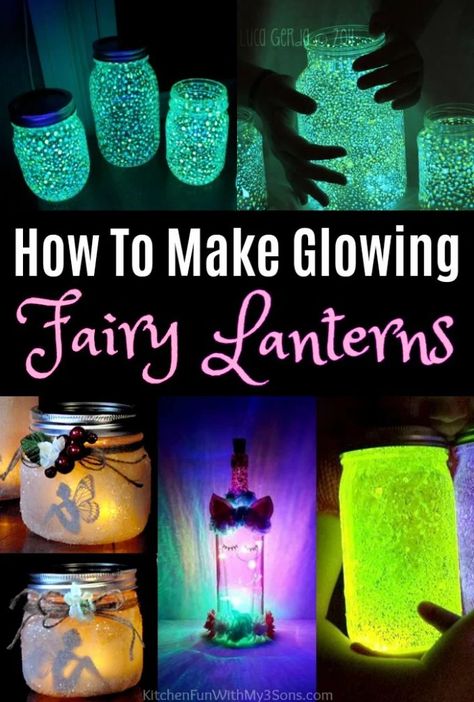 Lantern Crafts, Fairy Jars Diy, Glowing Fairy, Fairy Mason Jars, Mason Jar Fairy Lights, Easy Mason Jar Crafts, Fairy Lights In A Jar, Glow Jars, Lantern Craft