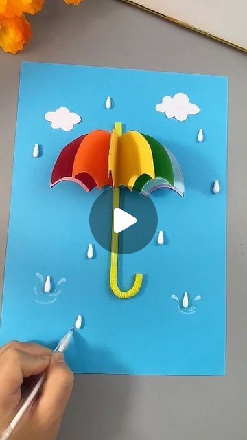 paper crafts creator on Instagram: "Title: "Holiday Fun: Making a Rainbow Umbrella with Your Children" Hashtags: #KindergartenHandicraft #ParentChildHandicraft #CreativeCrafts #HandmadeDIY #ChildrensCrafts #RainbowUmbrellaCraft" Nature, Diy Paper Rainbow, How To Make A Paper Umbrella Crafts, Umbrella Craft Kindergarten, Rainbow Craft For Kindergarten, Paper Craft Umbrella, Umbrella Making Craft, Rain Drawing For Kids, Umbrella Craft For Kids