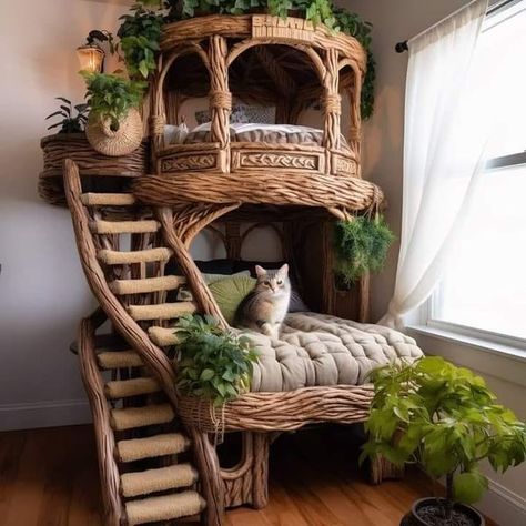 Katt Hus, Cat Room Decor, Cat Patio, Cat Tree House, Diy Cat Tree, Cat House Diy, Cat Playground, Cat Shelves, Cat Decor