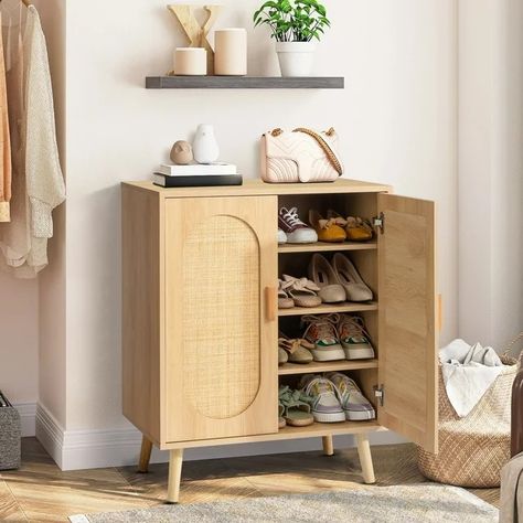 Shoe Storage Cabinet Entryway, Shoe Cabinet Entryway, Rattan Sideboard, Accent Storage Cabinet, Shoe Rack Organization, Entryway Shoe, Accent Storage, Console Cabinet, Living Room Cabinets