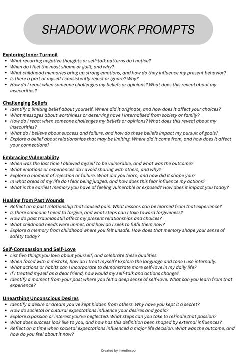 Embark on your journey of growth with this Shadow Work Journal. Explore the hidden aspects of your psyche, guided by 50 insightful prompts and exercises. Start your Shadow work now and start your journey of self-discovery, healing, and personal growth. Shadow Work Personality, Spiritual Healing Journal Prompts, Career Shadow Work, Guided Journaling Prompts, Shadowing Journal Prompts, Triggers Journal Prompts, Shadow Work Journal Prompts Fear, Spiritual Shadow Work Prompts, Guided Shadow Work