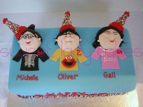 A birthday cake for 3 special people Birthday Cake For 3 People, Birthday Cakes For Multiple People, Special Event Cakes, Damaged Goods, One Cake, A Birthday Cake, Cakes For Women, Kids Cakes, Sweet Lady