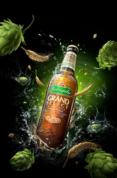 Beer "Kalnapilis" on Behance Beer Design Ideas, Beer Campaign, Drink Ads, Beer Advertisement, Beer Photography, Beer Advertising, Beer Ad, Splash Photography, Creative Advertising Design