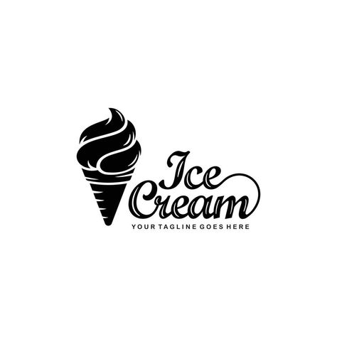 Ice Cream Logo Design Ideas, Ice Cream Logos, Ice Cream Shop Logo, Ice Cream Logo Design, Logo Ice Cream, Cafe Branding Design, Ice Cream Vector, Ice Cream Cartoon, Organic Ice Cream