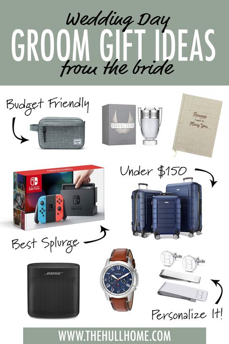 Wedding Day Gifts for Groom: 10 Gift Ideas to Wow Him #weddingday #wedding #groomsmengiftsideas #groomgift #weddinggifts #weddingdaychecklist #bride #bridegifts #gifts #giftideas #giftsforhim #husband #husbandgifts #giftsforhusband Gifts For Husband On Wedding Day, Surprise Gifts For Husband, Wedding Day Gift For Groom, Gifts For The Groom, Gifts For Groom, Groom Box, 10 Gift Ideas, Wedding Day Checklist, Budget Bride