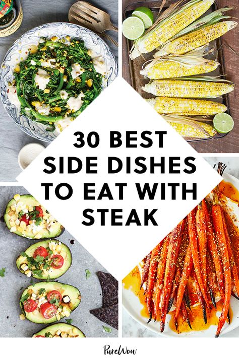 The 30 Best Side Dishes to Eat with Steak #purewow #food #recipe #meat #side dish Veggies For Steak Dinner, Sides Dishes With Steak, Steak Bites Side Dishes, What Goes With Steak Dinners, Gourmet Side Dishes For Steak, Steak Dinner Appetizers, What To Make With Steak Sides, Best Steak Dinner Sides, Veggies To Go With Steak