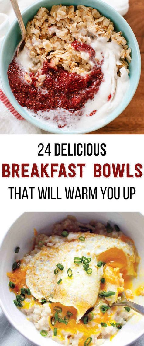 24 Delicious Breakfast Bowls That Will Warm You Up Eat Clean Breakfast Recipes, Warm Winter Breakfast Ideas, Breakfast For Colds, Healthy Winter Breakfast Ideas, Foods To Eat When You Have A Cold, Warm Healthy Lunches, Warm Breakfast Ideas Healthy, Healthy Winter Lunch Ideas, Healthy Eating Breakfast Ideas