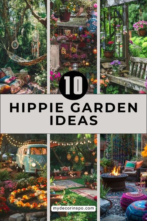 Creating a hippie garden is a wonderful way to bring a sense of freedom and creativity to your outdoor space. These gardens are full of vibrant colors, eclectic decor, and lush greenery, making them perfect for those who love a relaxed and bohemian lifestyle. Bohemian Garden Ideas, Hippie Garden Ideas, Georgia Gardening, Earthy Homes, Boho Garden Ideas, Bohemian Porch, Garden Arbour, Boho Outdoor Space, Cozy Hammock