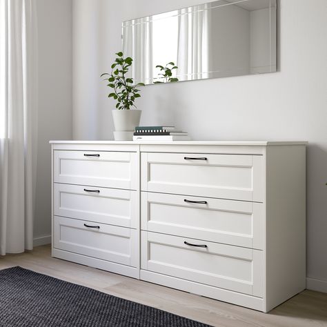 Ikea Bedroom Furniture, Ikea Dresser, Ikea Bedroom, Bed Design Modern, White Dresser, House Bedroom, Hemnes, Bedroom Dressers, 6 Drawer Dresser