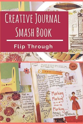 Flip through of my fully completed Creative Journal / Smash book - Kerrymay._.Makes Art Journal Techniques, Smash Book Inspiration, Creative Art Projects, Journal Videos, Smash Journal, Creative Journaling, Smash Books, Glue Book, Memory Keeping