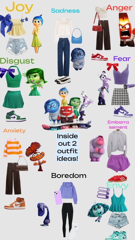 #insideout2 #joy 💛🩵 #anger ❤️🖤#sadness 💙🤍 #disgust 🤍💚 #fear 💜🤍#anxitey 🧡🤍 new age new emotions! Anger Inside Out Costume, Joy Inside Out Costume, Joy Costume, Fear Inside Out Costume, Fear Inside Out, Inside Out Costume, Girl Group Halloween Costumes, Joy Inside Out, Spirit Week Outfits