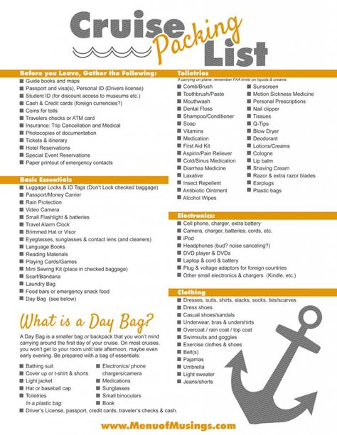 Looking for a Packing List for a Cruise to make sure you are not forgetting something? Check out our comprehensive list as a guide {and it's printable too!} Packing Toiletries, Cruise Itinerary, Cruise Packing, Packing List For Cruise, Vacation Videos, Travel Essentials Airplane, Atm Card, Medicine Student, Travel Essentials List