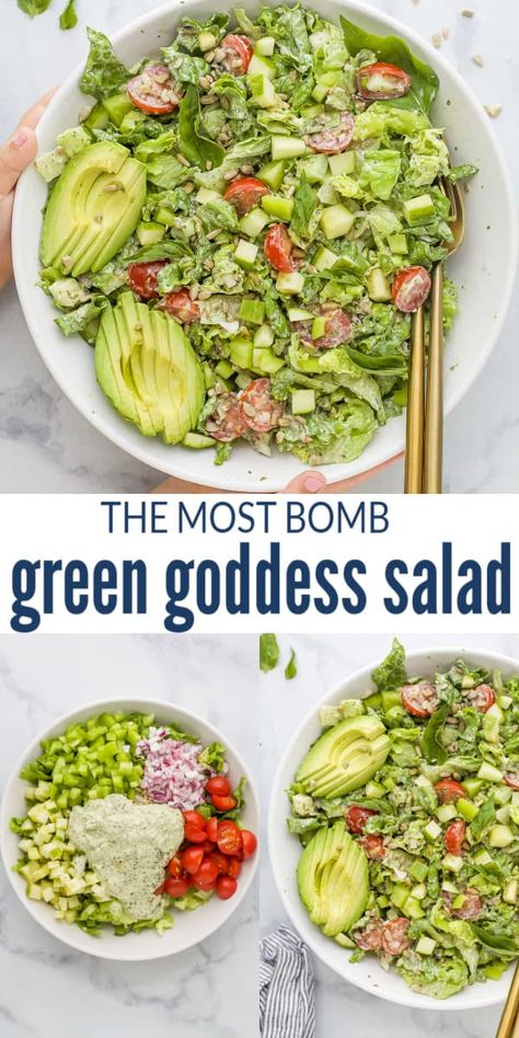 Goddess Salad Recipe, Green Goddess Salad Recipe, Green Goddess Salad, Goddess Salad, Goddess Dressing, Green Salad Recipes, Green Goddess Dressing, Fresh Salad Recipes, Best Salad Recipes