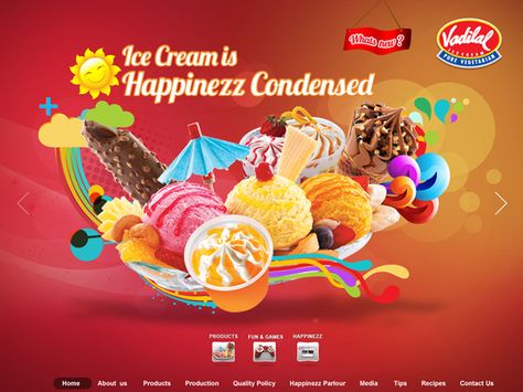 Vadilal Ice Cream Website by Communication Crafts , via Behance Web Design, Craft Ideas, Vadilal Ice Cream, Ice Cream Website, Medical Brochure, Fun Games, Make It, Communication, Flash