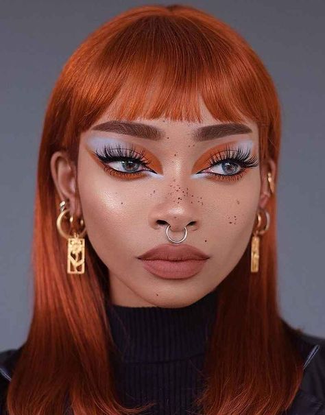 Cheveux Oranges, Bob With Fringe, Orange Makeup, Colourpop Cosmetics, Copper Hair, Eye Makeup Art, Looks Black, Makati, Bh Cosmetics