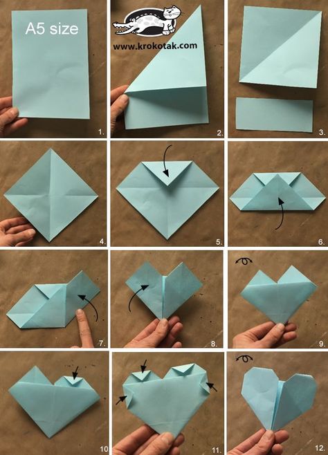 Origami Hearts Easy, Origami Valentines, Hart Origami, Paper Hearts Origami, Origami Cards, Origami Star Box, Dollar Origami, Tutorial Origami, Origami For Beginners