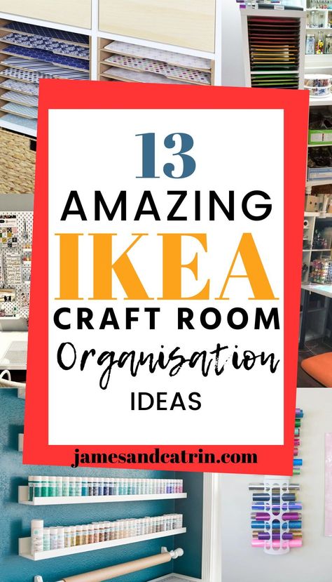 Craft, create and organise with these Ikea craft room organisation ideas. The best way to organise a craft room using affordable Ikea products. #ikeacraftroom #organisation #storage #ikeahacks Ikea Art Storage Ideas, Hobby Table Ideas, Ikea Arts And Crafts Storage Ideas, Ikea Studio Ideas, Craft Room Ikea Ideas, Hobby Storage Ideas, Art And Craft Organization Ideas, Ikea Hacks Sewing Room, Ikea Pax Craft Storage