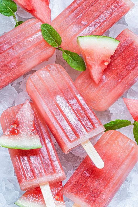 These delicious homemade Watermelon Popsicles are the perfect treat for summer! Made with fresh fruit, these popsicles are naturally sweet and delicious.  #dessert #snack #freezerfriendly #kidfriendly #makeahead #popsicle #paleta Popsicle Summer Aesthetic, Popsicles Aesthetic, Aesthetic Cupboard, Popsicle Aesthetic, Easy Watermelon Recipes, Mint Popsicles, Watermelon Aesthetic, Bujo Quotes, Homemade Fruit Popsicles