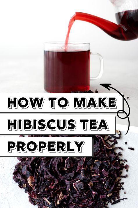 Here is your complete guide to hibiscus tea, and how to make it properly. Learn how to make a perfect cup of this herbal tea easily. #herbal #tea #hibiscus #tutorial #recipe #ohhowcivilized Hibiscus Tea Recipe, Hibiscus Tea Benefits, Hibiscus Flower Tea, Tea Blends Recipes, Herbal Tea Benefits, Tea Drink Recipes, Drink Recipe Book, Homemade Tea, Herbal Teas Recipes