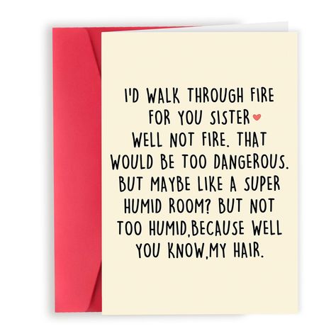 Funny Sisters Quotes Humor, Birthday Card For Your Sister, Sisters Birthday Card Ideas, Birthday Card Ideas For Sister Funny, Birthday Card For Older Sister, Cute Birthday Cards For Sister, Funny Sister Birthday Cards, Funny Birthday Cards For Sister, Birthday Card Ideas For Sister