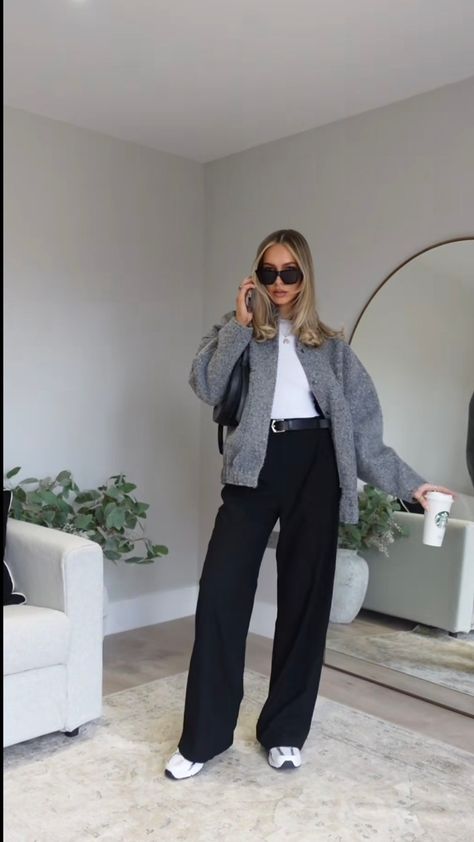 Autumn Outfits, Wide Leg Trousers Outfit, Alledaagse Outfits, Estilo Indie, Stylish Work Attire, Business Casual Outfits For Work, Pants Outfit Casual, Ținută Casual, Stylish Work Outfits