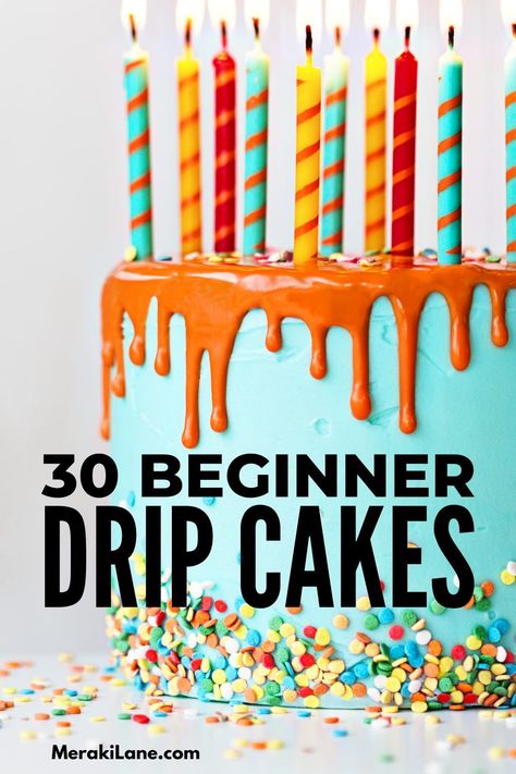 Vanilla Drip Cake Ideas, Easy Chocolate Drip Cake, Essen, How To Do A Drip On A Cake, Dripping Birthday Cake, Chocolate Drip For Cake, How To Do Drip Cake, Birthday Cake With Dripping Icing, Cake Decorating Dripping Icing