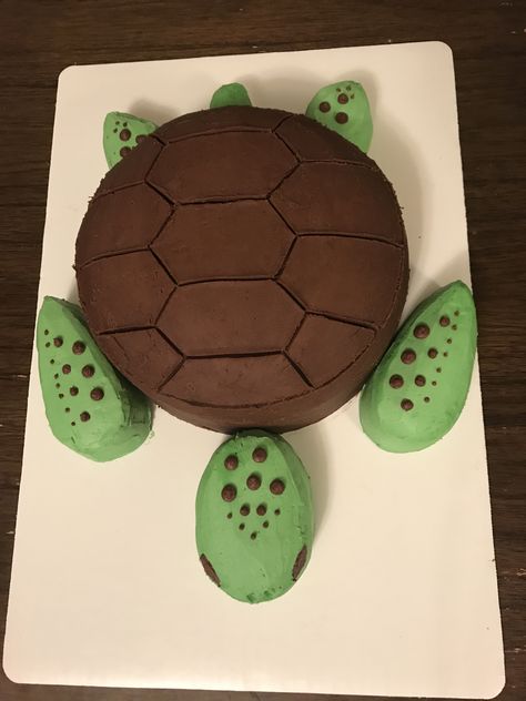 Turtle birthday cake Turtle Bday Cake, Birthday Cake Turtle Theme, Turtle Cake Decoration, Turtle Cakes Birthday, Turtle Shaped Cake, Turtle Themed Cake, Turtle Cake Birthday, Sea Turtle Cake Birthdays, Turtle Valentine Box Ideas