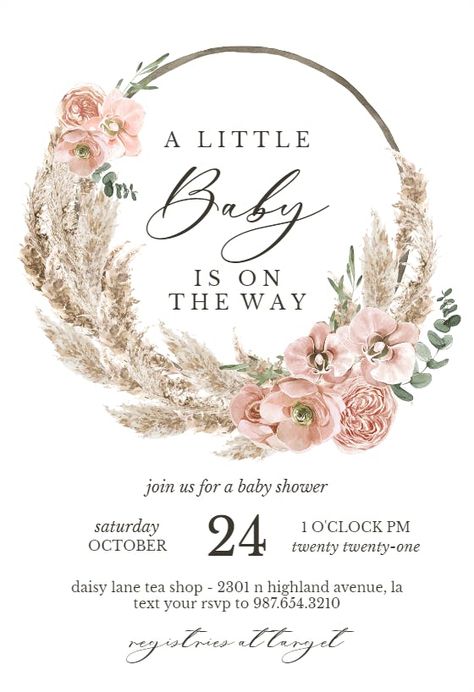 Bohemian Wreath, Babby Shower, Online Baby Shower Invites, Free Baby Shower Invitations, Baby Shower Background, Babyshower Party, Baby Shower Announcement, Baby Shower Invitations Design