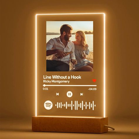 PRICES MAY VARY. 🎵Custom Music Spotify Plaque - 1.Click "Customize now" 2. Choose Text Color on Plaque: White, Black 3. Add the Favorite Song Name 4. Add the Artist Name 5. Upload 1 Photo. Personalized night light. Spotify codes work! Point your phone at the code and the song will play. 🎵Light Up The Song - Do you have a favorite music or singer? Is there a song that always touches your heartstrings? Have you ever played this song in a single loop, in your happy or sad moments. Customize this Acrylic Song Plaque, Spotify Plaque, Songs For Boyfriend, Custom Picture Gifts, Song Plaque, Music Plaque, Custom Album Covers, Glass Plaques, Gifts For Girlfriend