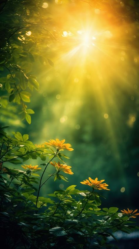 Sunlight outdoors nature flower | premium image by rawpixel.com / Ling Nature, Rising Sun Wallpaper Hd, Sun Rise Wallpaper Hd, Sun Flowers Wallpaper, Sunrise With Flowers, Sun Rise Wallpaper, Rising Sun Wallpaper, Iphone Wallpaper Autumn, Green Wallpaper Iphone