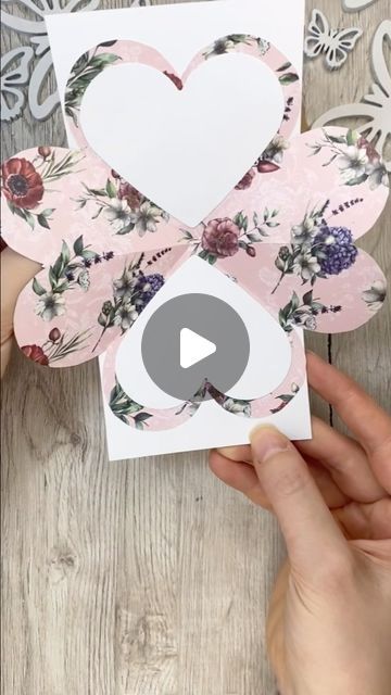 Folded Birthday Cards Diy, Diy Heart Cards, Paper Folding Cards Ideas, Easter Pop Up Cards For Kids, Handmade Hearts Diy Crafts, Diy Card Folding Ideas, Folding Heart Card, Folded Heart Card, Fold Out Cards Diy