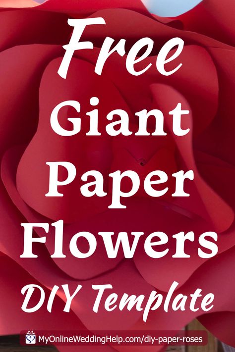 Free printable giant paper flowers / roses template with tutorial. See the full step-by-step instructions and a downloadable template on the My Online Wedding Help blog. Use as a craft project or a DIY wedding idea. #GiantRoses #FreePrintable #DIYWedding #DIYCrafts #WeddingCrafts #PaperFlowers #DIYFlowers Big Flower Template Free Printable, Diy Paper Flower Templates Free Printable, Giant Rose Template Free, Paper Flowers Diy Template Free Printable, Free Giant Flower Templates Printables, Giant Paper Flowers Diy Templates Free, Free Large Paper Flower Templates, Giant Flower Templates Printable Free Pattern, Free Flower Templates Printable Free Pattern