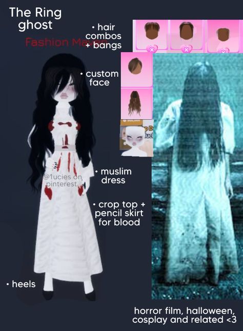 Dti Roblox Outfit Horror Movie, Dti Roblox Outfits Horror Movie, Dti Roblox Horror Movie, Dti Outfits Theme Horror Movie, The Ring Girl Horror, Ghost Outfit Dress To Impress, Dress To Impress Ghost Vs Ghouls, Dti Theme Horror, Dress To Impress Roblox Horror Movie