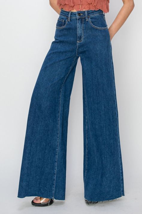 RISEN High Rise Palazzo Jeans Jeans Palazzo, Palazzo Jeans, Estilo Denim, Blue Zones, Pants Style, Waist Jeans, Style Classique, Palazzo Pants, High Waist Jeans