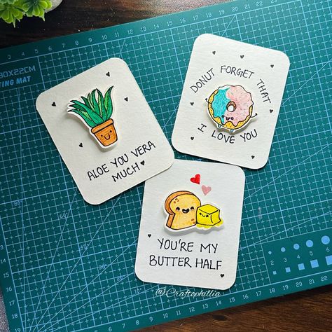 Cute pun cards🫶🏻✨ DM to order! Shipping worldwide🌍 . . . . . . #cardmaking #cardidea #birthdaycardideas #artist #valentinesday #easycrafts #artistsoninstagram #craftideas #easycard #craft #diycard #diy #explore #puncard . [ Card idea, Easy card idea, Birthday card idea , Pun cards ] Cute Diys For Best Friends Gift Ideas, Small Card Painting Ideas, Aesthetic Gifts For Sister, Handmade Gift For Birthday, Handmade Card For Birthday, Cute Gift Ideas For Sister, Cute Friend Birthday Cards, Crafts For Sisters, Aesthetic Simple Journal Ideas