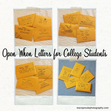 Open When Letters for College Students - Traci Sproule Photography Open When Letters For College Daughter Gift Ideas, Open When Card Ideas For College, College Open When Letters, Open When Letters For College Son, Letters For College Students Open When, Open When Ideas For College Students, Open When Cards For College, Open When Letters For Daughter Going To College, Open When Gifts For College Freshman