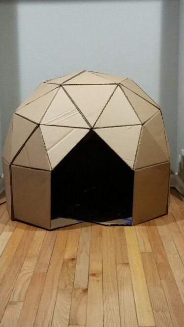 Cardboard Dome, Christmas Fort, Cardboard Forts, Cardboard Play, Cardboard Playhouse, Diy Playhouse, Cardboard Box Crafts, Cardboard House, Geodesic Dome