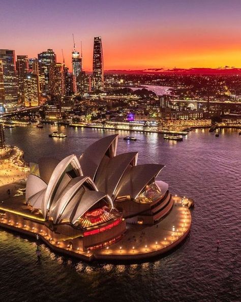 Sydney, Australia 🇦🇺 Travel | Hotels | Food | Tips on Instagram: "Beautiful sunset over Sydney’s opera house🇦🇺✨ Sydney is the most amazing city. The food and the beautiful beaches are fantastic, and all that surf and sunshine make you feel unbelievably relaxed🤩✨ Tell us below if you agree🥰 📸 @dronecean 📍Sydney #visitaustralia🇦🇺 #sydneyharbourbridge #sydneyharbor #sydneyvivid #lovesydney #travelsydney #bestofsydney #ilovesydney❤️" Sydney Australia Aesthetic, Sydney Core, Sydney Aesthetic, Dark Asthetics, Australia Life, Australia Aesthetic, Sydney Australia Travel, Australia City, City Life Photography