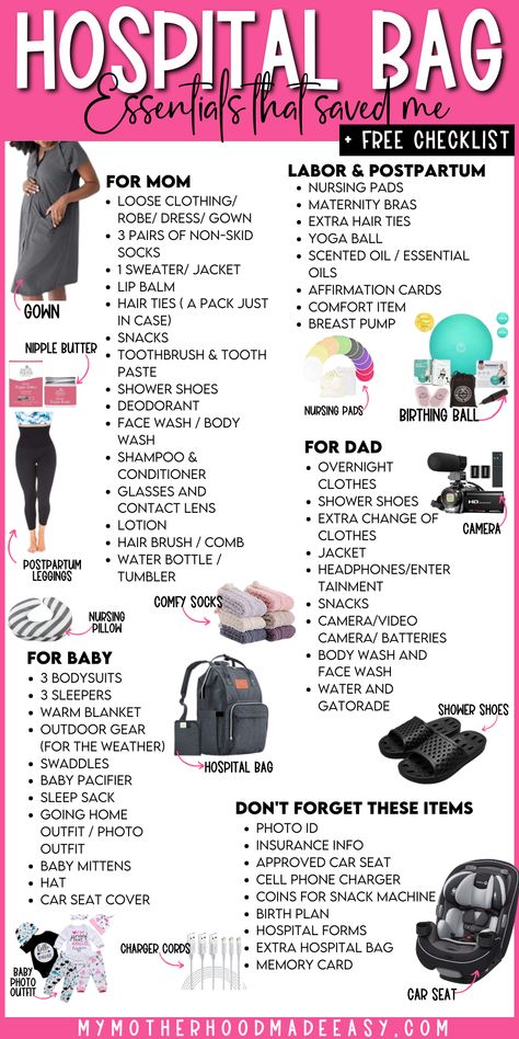 mom and baby hospital bag checklist First Time Mom Hospital Bag Checklist, Summer Hospital Bag For Mom To Be, 2nd Time Mom Hospital Bag, Labor And Delivery Tips First Time Moms, Labor And Delivery Snacks Hospital Bag, Hip Opening Stretches For Labor, Snacks To Bring To Hospital For Labor, First Time Mom Hospital Bag List, What To Bring To Hospital For Delivery