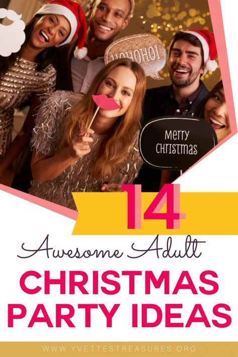 Adult Christmas Party Ideas For The Best EVER Holiday Fun! - Adult Christmas Party Ideas, Christmas Party Themes For Adults, Work Party Games, Christmas Party Games For Adults, Easy Christmas Party, Christmas Party Planning, Office Party Games, Christmas Party Ideas, Fun Christmas Party Games