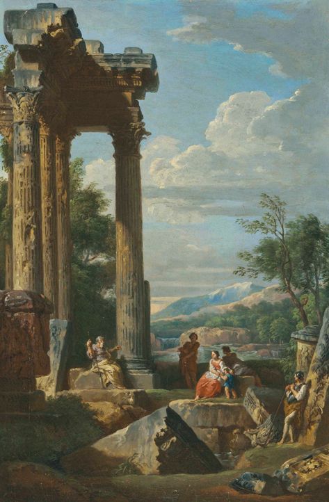 Famous Roman Paintings, Ancient Rome Paintings Aesthetic, Baroque Painting Landscape, 18th Century Paintings Landscape, 18th Century Art Paintings, Old Historical Paintings, Greece Painting Wallpaper, Ancient Paintings Greece, Baroque Nature Painting