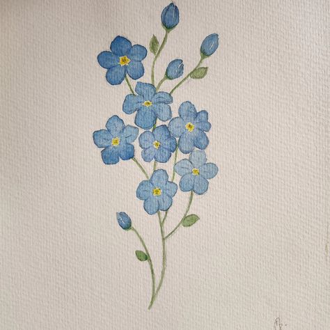 Forget-me-nots flower🌱 Painted with watercolor 🎨 #artbusiness #art #artist #artjourney #artistjop #artwork #arts #sellingart #fogetmenots #flower #flowerart #watercolor Small Flower Designs Painting, How To Draw A Forget Me Not Flower, Do Not Forget Me Flower, Draw Forget Me Nots Flower, Forget Me Not Acrylic Painting, Painting Forget Me Not Flowers, Forget Me Not Watercolor Painting, Forget Me Not Flower Sketch, Forget Me Not Flower Watercolor