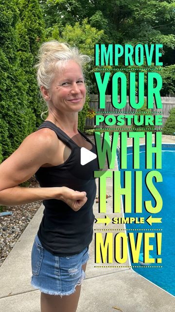 Jennifer Savage on Instagram: "Feeling a little hunched over after sitting for a while? Let’s straighten things out with a simple move you can add to your routine! 🌟  Repeat a few times throughout the day and feel the magic! ✨   This move helps open up your chest, strengthen your upper back, and improve your overall posture so you can enjoy standing tall all day long! 💃🏼  #postureperfection #standtall #simplemoves #fitnessover40 #healthyhabits #strongandconfident #jennsavagefitness" Exercise To Help With Posture, Exercises To Help Posture, Workouts To Improve Posture, Straighter Back Better Posture Exercise, Women Fitness Videos, How To Straighten Your Back, Posture Exercises For Women, Yoga Upper Back, Workouts For Posture