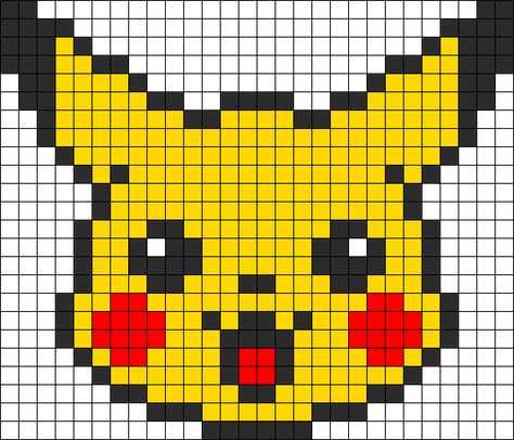 Pikachu Head Perler Bead Pattern / Bead Sprite Pixel Art Pokemon Pikachu, Pixel Art Pikachu, Perler Beads Ideas, Modele Pixel Art, Pokemon Cross Stitch, Pokemon Bead, Pixel Art Pokemon, Pokemon Perler Beads, Pixel Beads