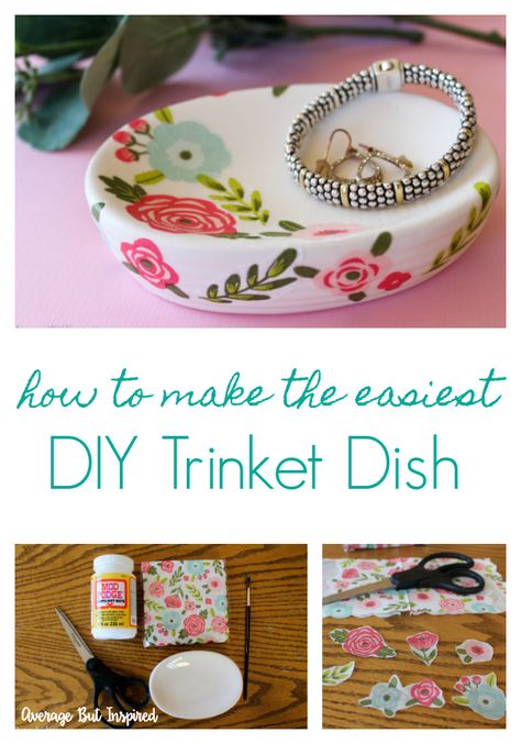 Diy Trinket Dish, Craft Night Projects, Girls Night Crafts, Mops Crafts, Mod Podge Crafts, Group Crafts, Inexpensive Crafts, Weekend Crafts, Women Crafts