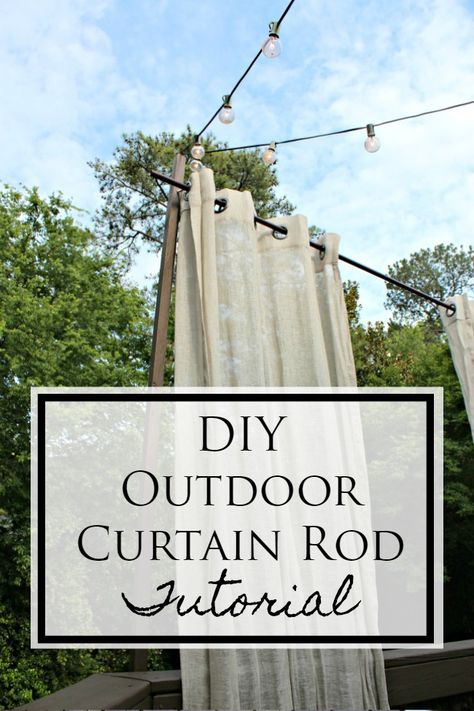 DIY Outdoor Curtain Rod- This tutorial shows you how to hang a privacy curtain for your deck- even if you don't have a roof!  #outdoor #porch #deck #outdoordecor Deck Curtains, Outdoor Curtain Rods, Veranda Design, Deck Privacy, Outdoor Curtains For Patio, Patio Privacy, Yucca Plant, Patio Curtains, Privacy Curtains