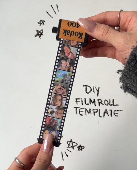 🔒DIY Filmroll Template - Learn how to make this stylish filmroll template for your photos! #diy #photobooth #template Cute Gifts Ideas Diy, Cartonnage, Film Reel Photo Frame, Film Lover Gift Ideas, Film Reel Template, Presents To Make For Boyfriend, Arts And Craft Gifts For Boyfriend, Custom Diy Gifts, Crafts To Do With Pictures