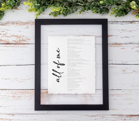 Framed Song Lyrics, First Anniversary Paper, Paper Anniversary Gift, Wedding Song Lyrics, Textured Watercolor, Personalized Grandma Gifts, Song Lyric Print, Art Christmas Gifts, Cotton Anniversary Gifts